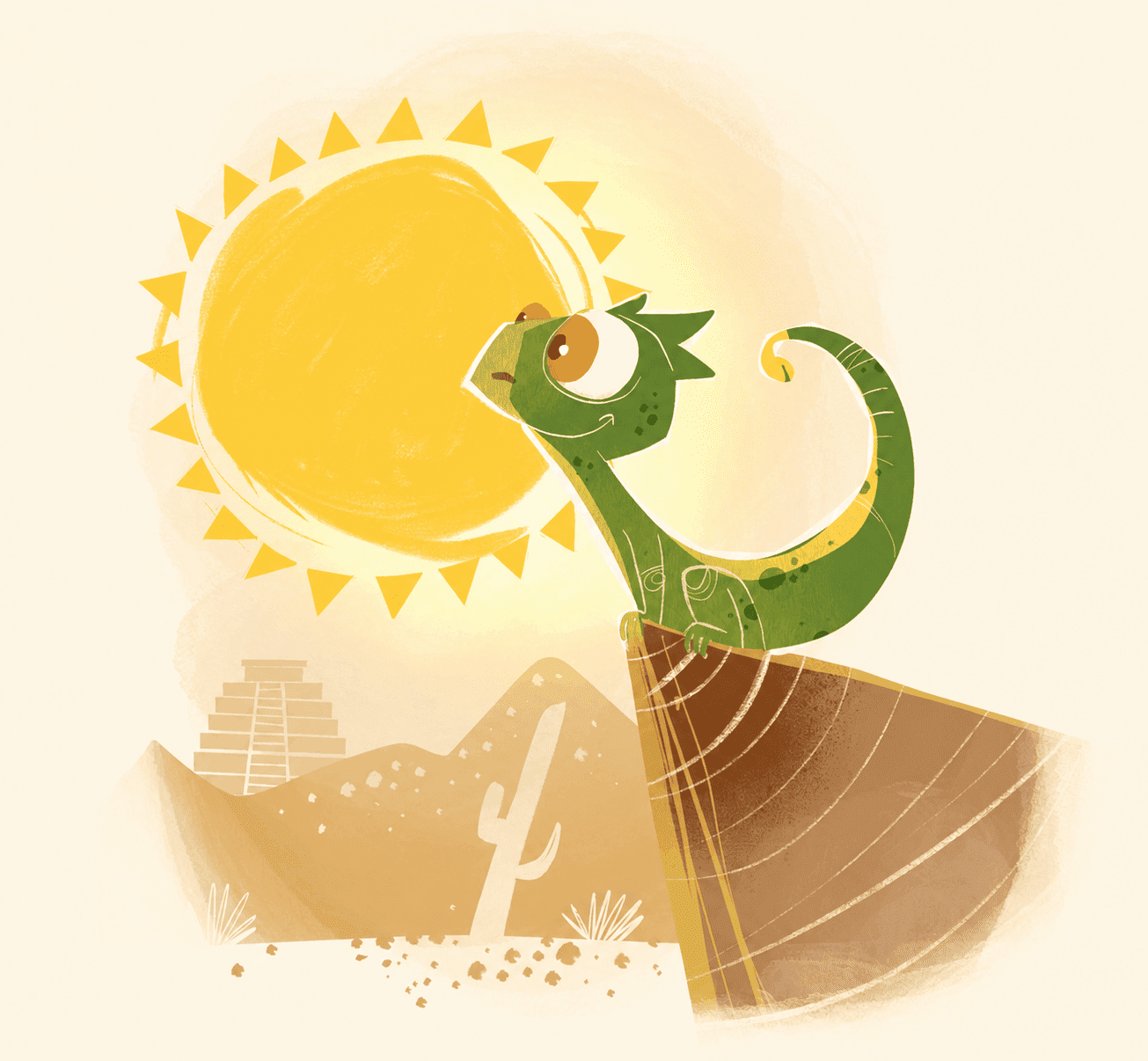 A curious iguana greeting the morning sun over the desert